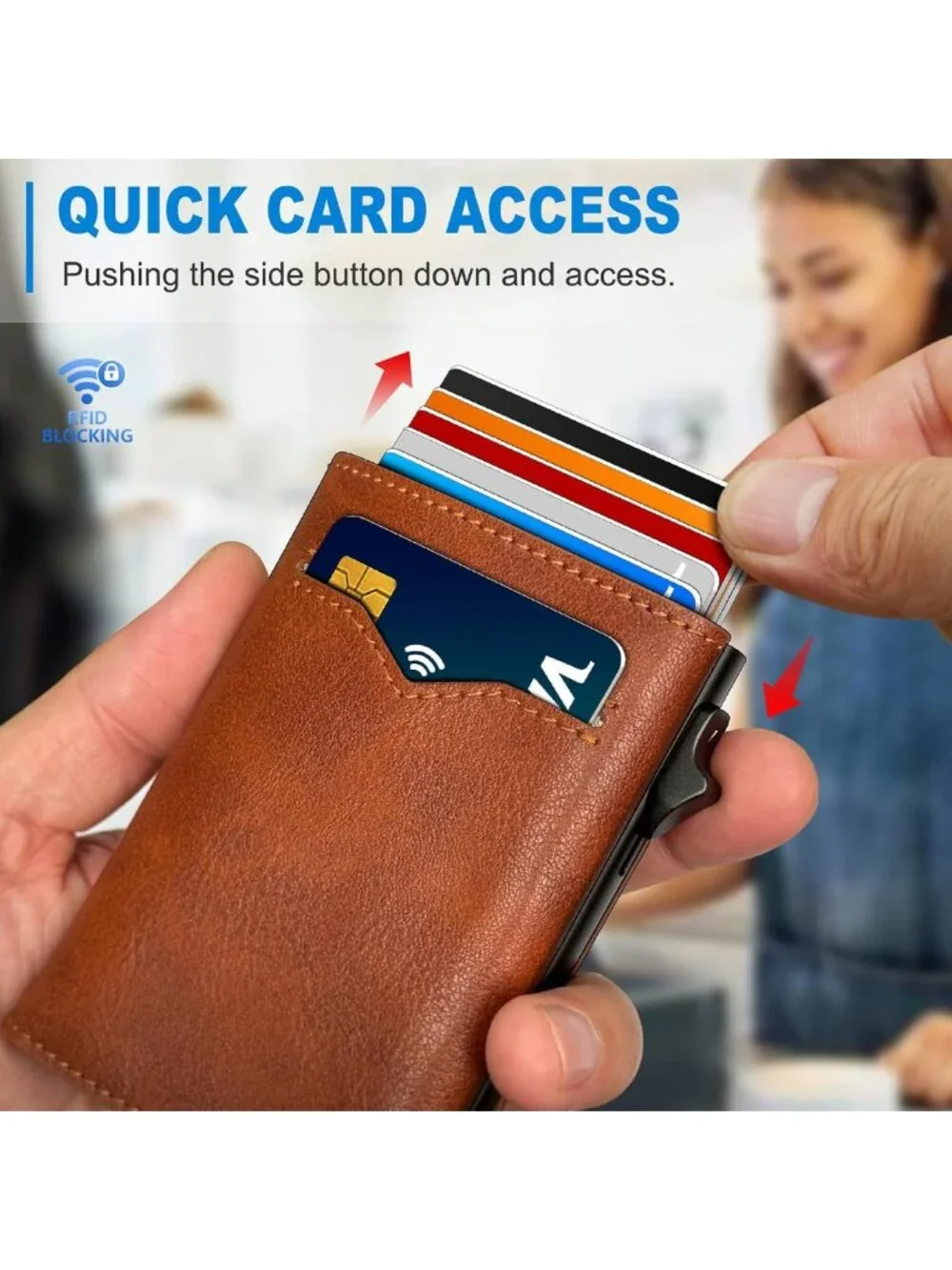 Slim RFID Blocking Wallet for Men, Cash Pocket, 2 ID Windows, 9-13 Cards, Gift